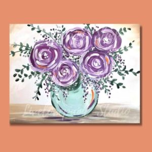 purple flowers spring vase